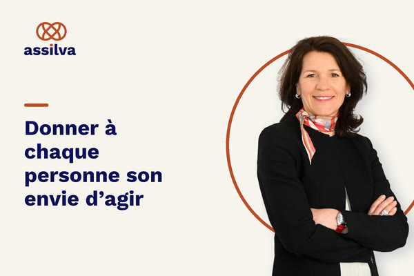 Laurence Lafont, cofondatrice d’Assilva, à côté de la phrase « Donner à chaque personne son envie d’agir ».